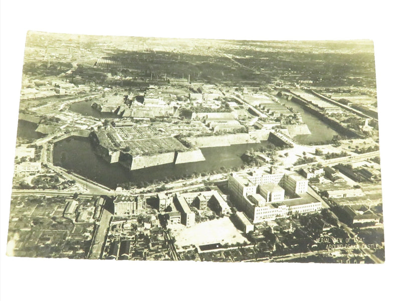 Arial View of Moat around Osaka Castle Osaka Japan RPPC Unused Postcard — front view