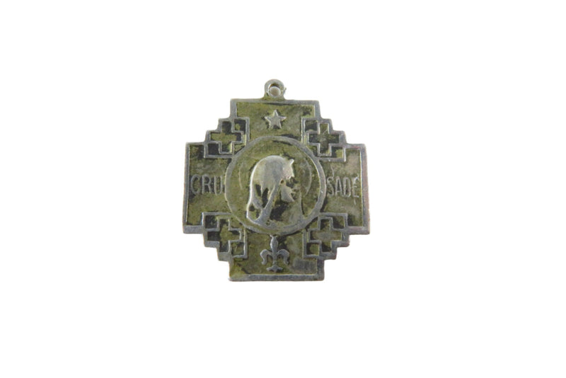 Crusade Cross Vintage Catholic Medal Charm Virgin Mary Jesus Alpha & Omega