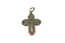 Catholic 4 Way Cross Miraculous Medal Charm or Pendant Vintage — Silver — front view