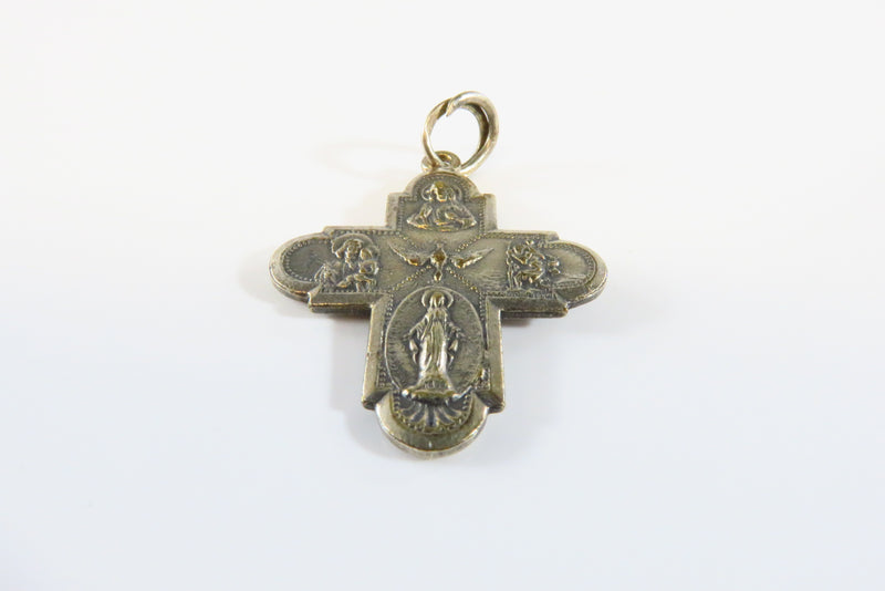 Catholic 4 Way Cross Miraculous Medal Charm or Pendant Vintage
