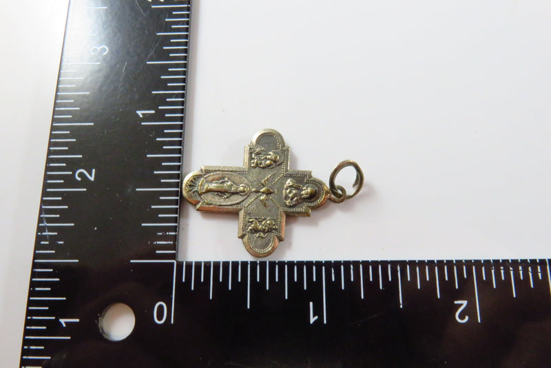 Catholic 4 Way Cross Miraculous Medal Charm or Pendant Vintage