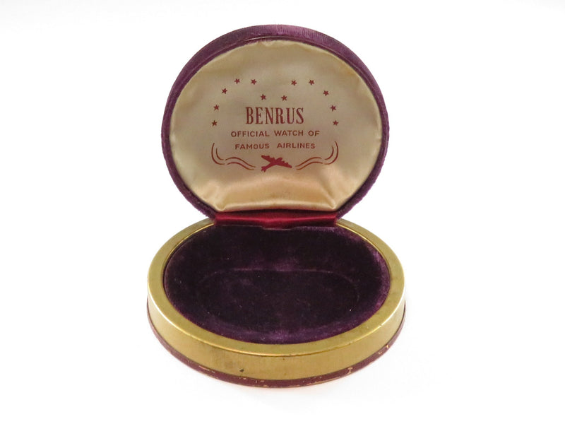 Benrus Watch Box Display Box Official Watch of Famous Airlines Purple Velvet Box — Watches — front view