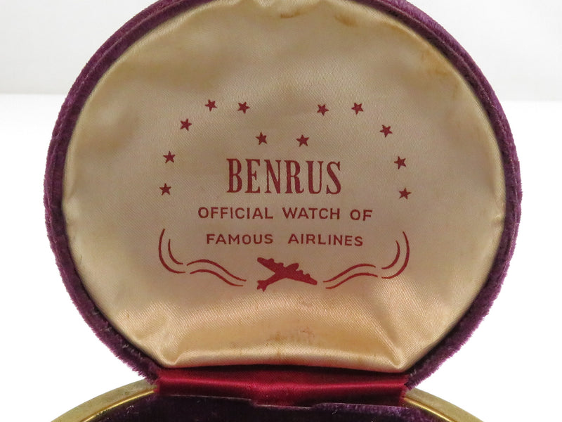 Benrus Watch Box Display Box Official Watch of Famous Airlines Purple Velvet Box