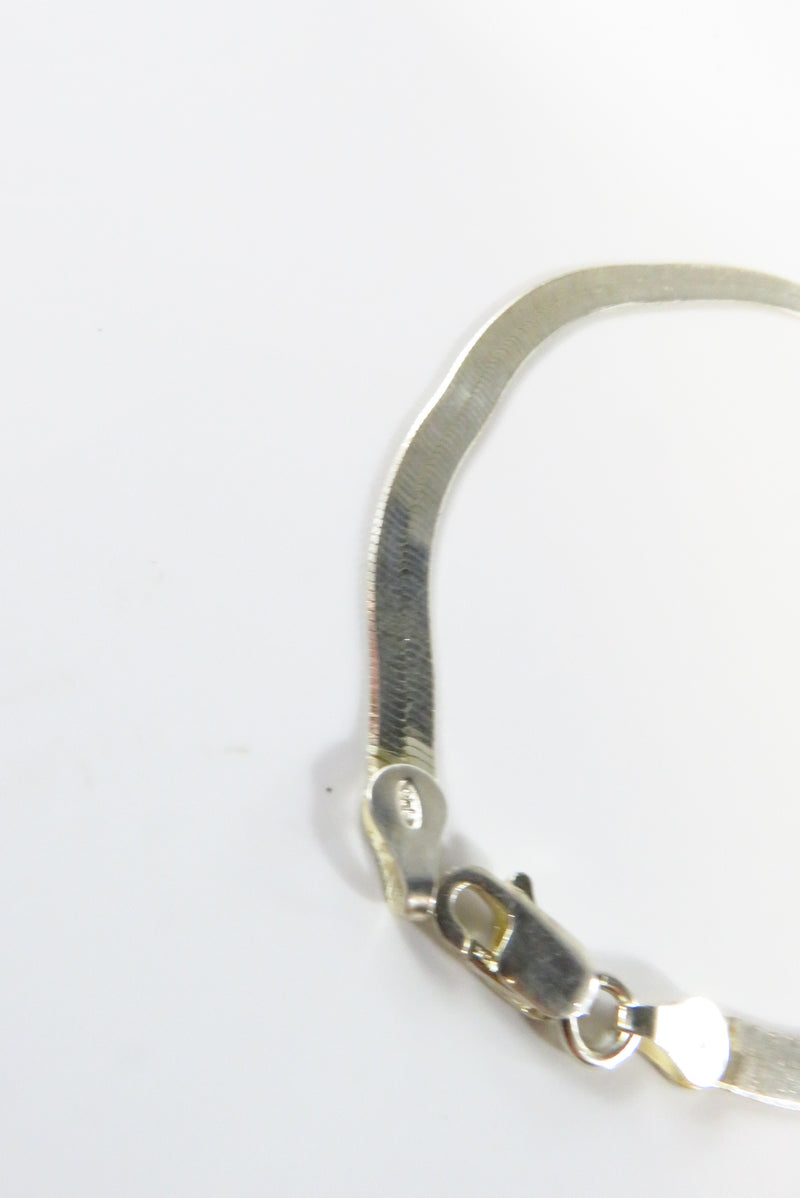 Sterling Herringbone Weave Bracelet 7 1/8" TL 3.5mm 925 Italy Lobster Clasp 2 De