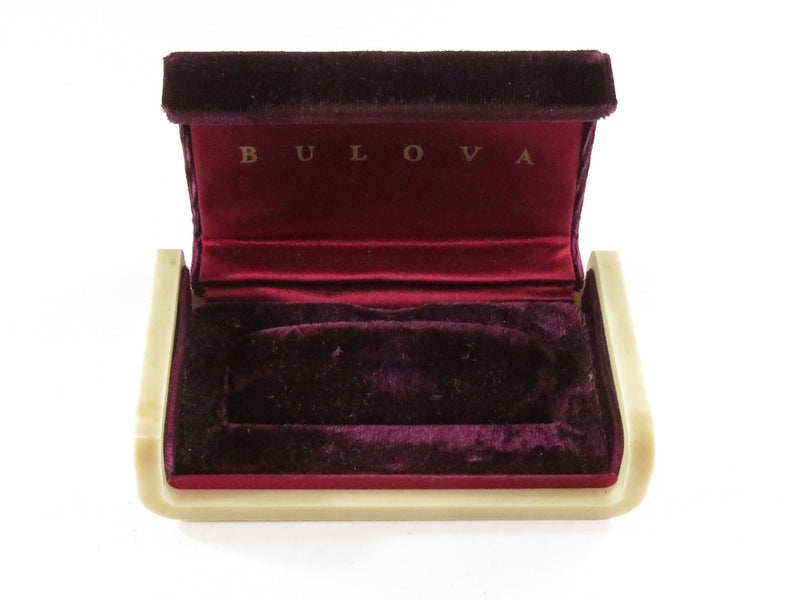 Antique Bulova Celluloid Art Deco Unusual Women's Velvet Watch Box Display Case