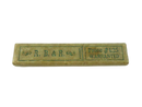 Top view of R. B. & R. German straight razor slide box with green Price $1.25 Warranted printing