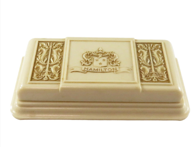 Antique Hamilton Watch Co Celluloid Art Deco Watch Box Display Case Blue Velvet — Watches — front view
