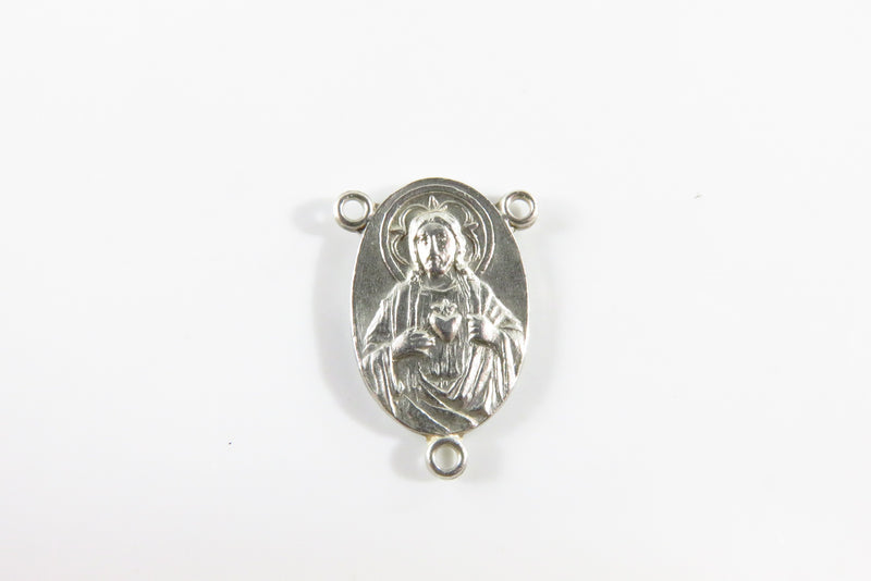 Sterling Replacement Rosary Centerpiece Jesus Sacred Heart Charity Sterling