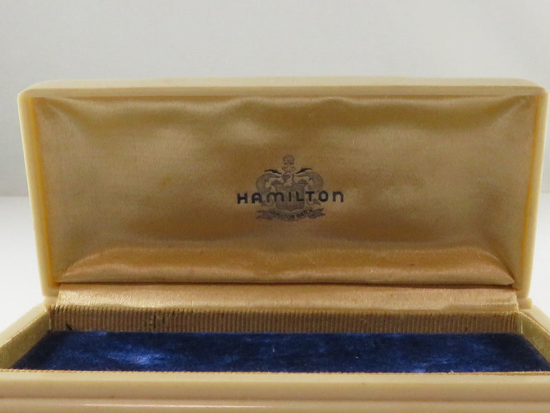 Antique Hamilton Watch Co Celluloid Art Deco Watch Box Display Case Blue Velvet