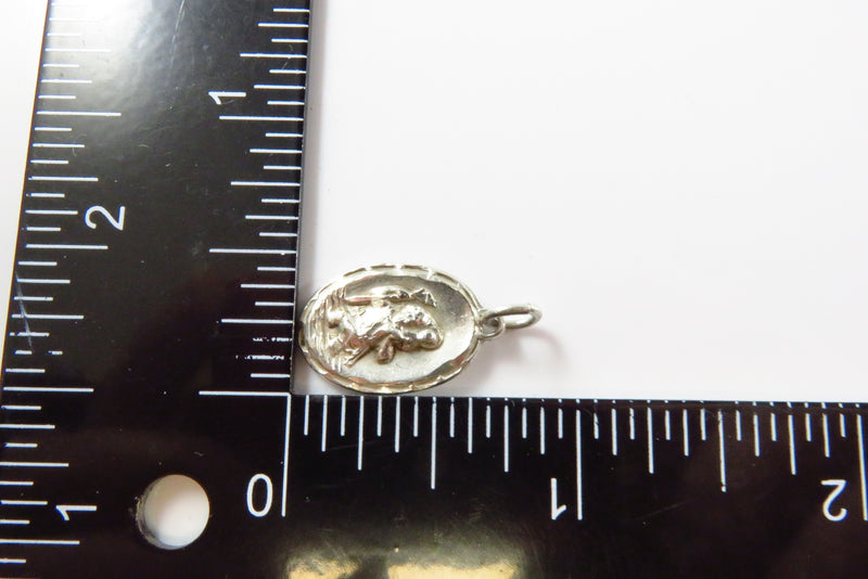 Vintage Haywood Patron Saint Christopher & Jesus Oval Medal Charm in Sterling Si