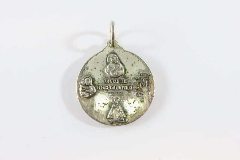 I Am A Catholic Please Call A Priest Vintage Creed Sterling Silver 4 Way Pendant