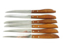 Imperial Diamond Edge Steak Knife Set of 6 Vintage 8.75 Inch Stainless Steel Wood Handle USA 1960s 1970s Cutlery