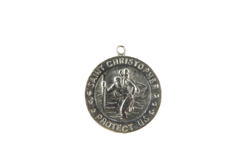 Sterling Saint Christopher Travel Pendant/Charm Medal by Chapel Round 18.19mm — Sterling Silver, Silver — front view