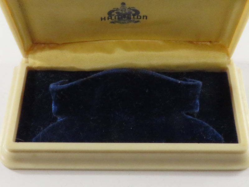 Antique Hamilton Watch Co Celluloid Art Deco Watch Box Display Case Blue Velvet