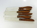 Imperial Diamond Edge Steak Knife Set of 6 Vintage 8.75 Inch Stainless Steel Wood Handle USA 1960s 1970s Cutlery