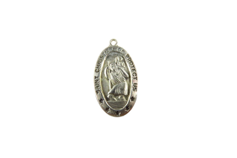 Small Oval Saint Christopher Travel Charm Medal Sterling Silver by PPC