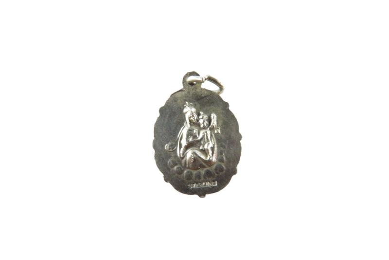 Sacred Heart of Jesus Christ Our Lady of Mt Carmel Oval Sterling Silver Pendant