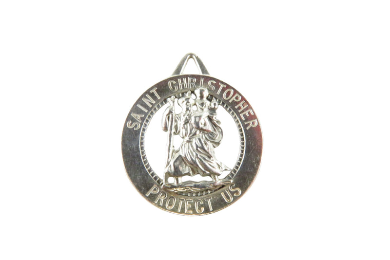 Saint Christopher Sterling Travel Pendant Medal Keychain Fob