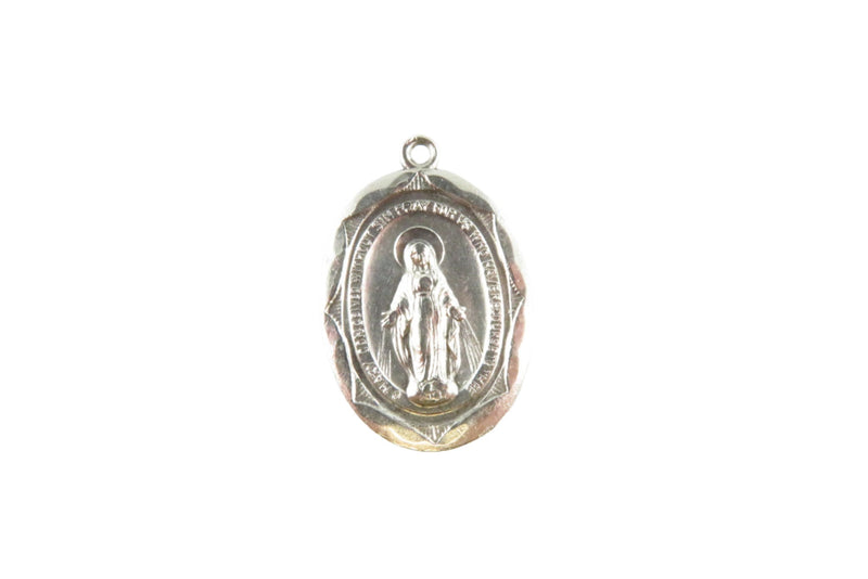 Blessed Virgin Mary Miracle Medal Large Oval Sterling Miraculous Medallion