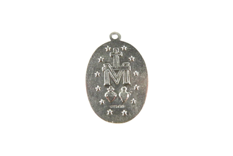 Blessed Virgin Mary Miracle Medal Large Oval Sterling Miraculous Medallion