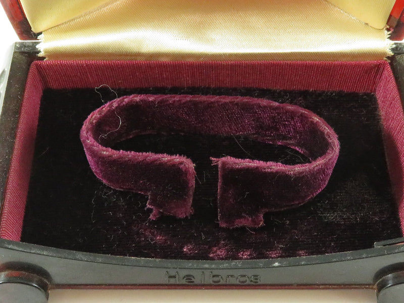 Antique Helbros Watch Celluloid Art Deco Watch Box Display Case Burgundy Velvet