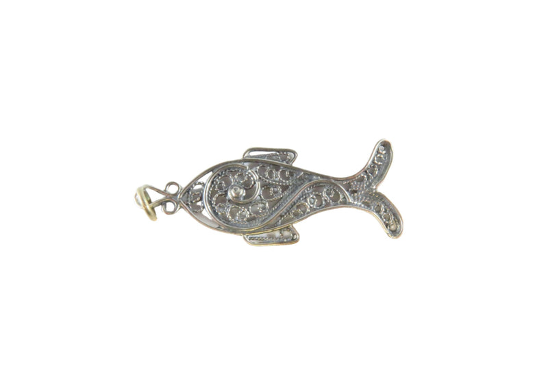 Sterling Fine Filigree Fish Pendant Charm