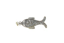 Antique Style Sterling Fine Filigree Fish Pendant Charm — Sterling Silver, Silver — front view