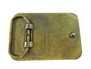 Back of Lorne G. Seifert, Inc. belt buckle showing the textured metal back, belt loop, and prong