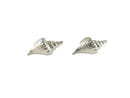 Silver Conch Shell Earrings, 925 Nautical Jewelry, Dimensional Sea Jewelry, 18mm — Sterling Silver, Silver — front view