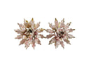 Blush Pink Enamel Earrings, Vintage Floral Clips, Gold Tone Petals, 1960s Style, 1" — Gold, Enamel — front view