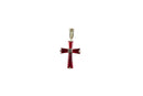 925 Christian Cross Pendant Ruby Red Glass Sterling Cross Pendant 3/4" — Jewelry & Watches:Fine Jewelry:Fine Necklaces & Pend