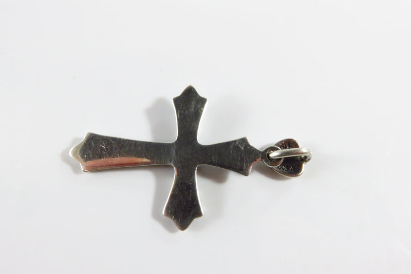 Blackened Silver Christian Cross Pendant Marcasite Sterling Cross Pendant 1 5/8"