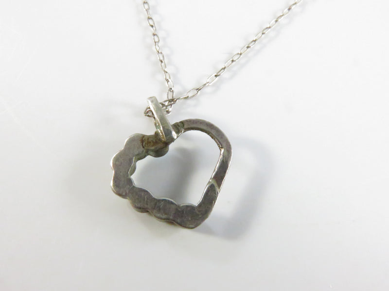 Vintage Turquoise Heart Pendant Necklace on Sterling Cable Chain
