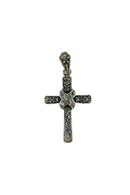 Blackened Silver Christian Cross Pendant Blue Glass Cross Pendant — Jewelry & Watches:Fine Jewelry:Fine Necklaces & Pendants:
