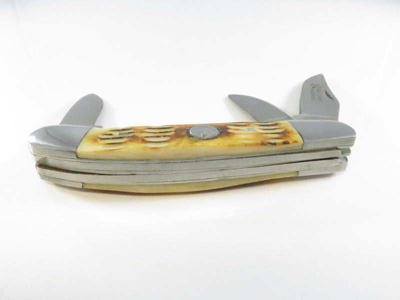 Vintage Wild Turkey 3 Blade Pocket Knife with Stag Grips Surgical Steel