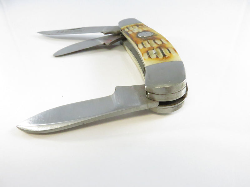 Vintage Wild Turkey 3 Blade Pocket Knife with Stag Grips Surgical Steel