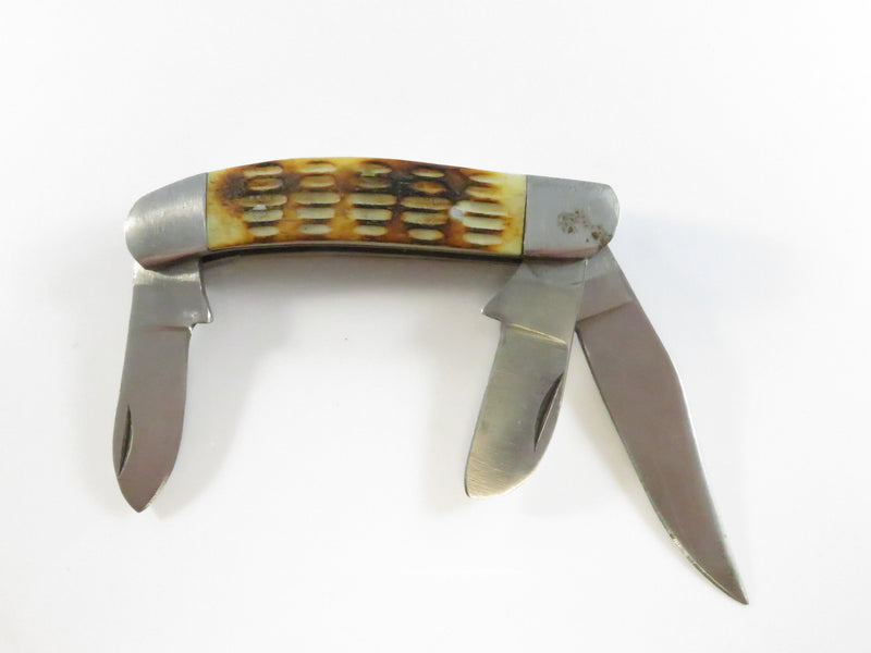 Vintage Wild Turkey 3 Blade Pocket Knife with Stag Grips Surgical Steel