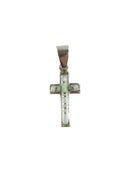 Opal Inlaid Christian Cross Pendant Sterling Opal Cross Cecil Sanders Navajo