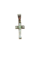 Opal Inlaid Christian Cross Pendant Sterling Opal Cross Cecil Sanders Navajo — Jewelry & Watches:Fine Jewelry:Fine Necklaces