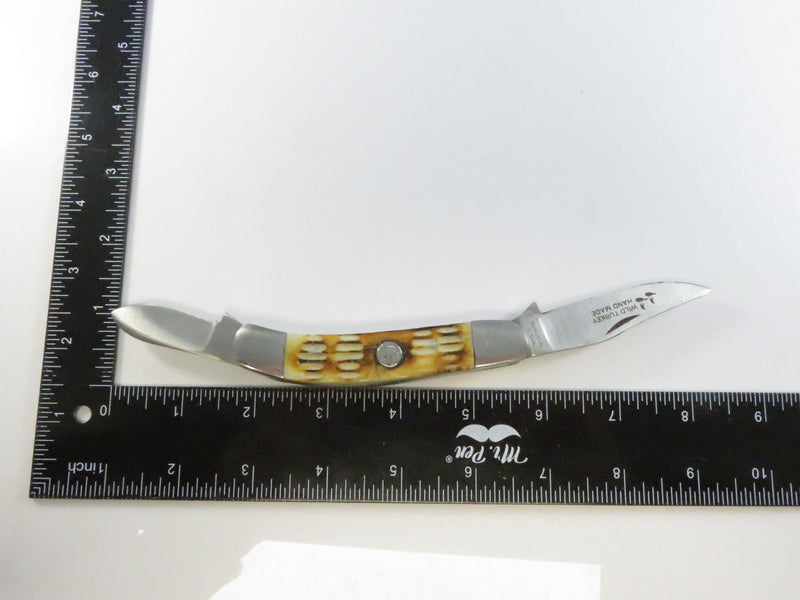Vintage Wild Turkey 3 Blade Pocket Knife with Stag Grips Surgical Steel