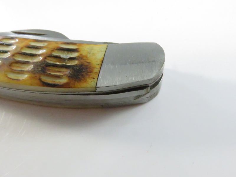 Vintage Wild Turkey 3 Blade Pocket Knife with Stag Grips Surgical Steel