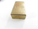 Reverse of gold-tone Valet Auto Strop razor head showing patent markings