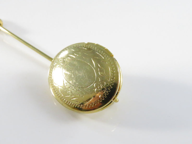 Gold Tone Photo Locket Stick Pin with Cap – Vintage Jewelry