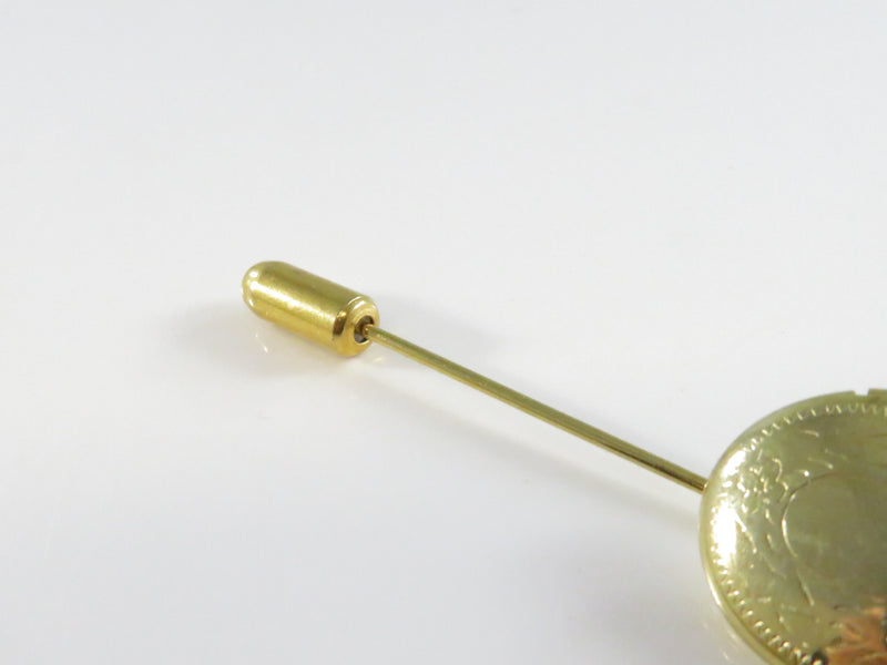 Gold Tone Photo Locket Stick Pin with Cap – Vintage Jewelry