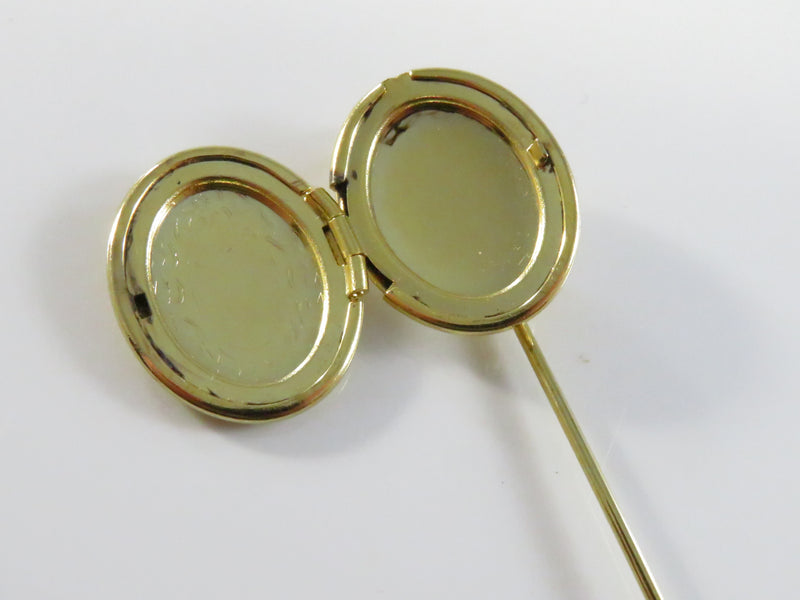 Gold Tone Photo Locket Stick Pin with Cap – Vintage Jewelry