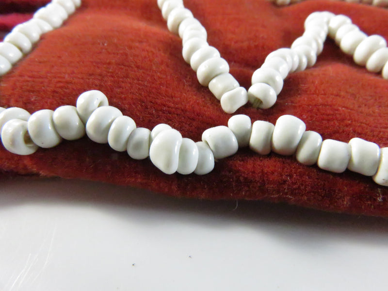 Vintage Felt & Velvet Beaded WAMPUM Strip Banner – Mid-Century Camp Craft