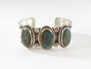 Sterling Silver Triple Blue Gem Turquoise Navajo Style Unsigned Cuff