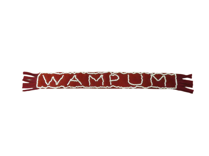 Vintage Felt & Velvet Beaded WAMPUM Strip Banner – Mid-Century Camp Craft — front view