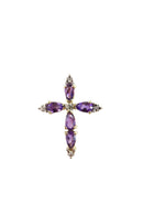 Gold Gilded Christian Cross Pendant Amethyst Sterling Cross Pendant 1" High — Jewelry & Watches:Fine Jewelry:Fine Necklaces &