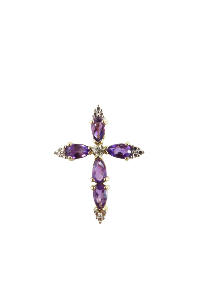 Gold Gilded Christian Cross Pendant Amethyst Sterling Cross Pendant 1" High — Jewelry & Watches:Fine Jewelry:Fine Necklaces &